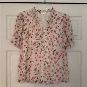 Elegant Floral Blouse with Pink Accents